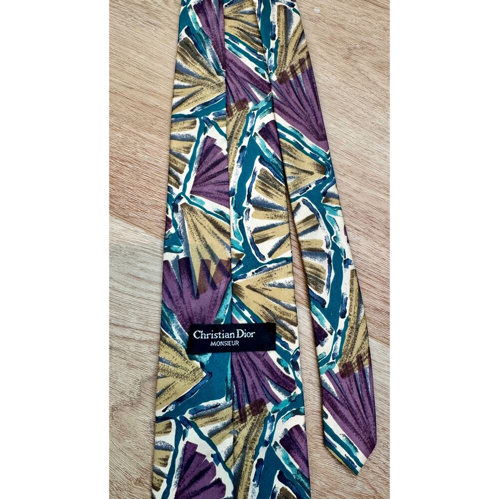 Christian Dior Abstract Print Silk Necktie - Picture 6 of 10